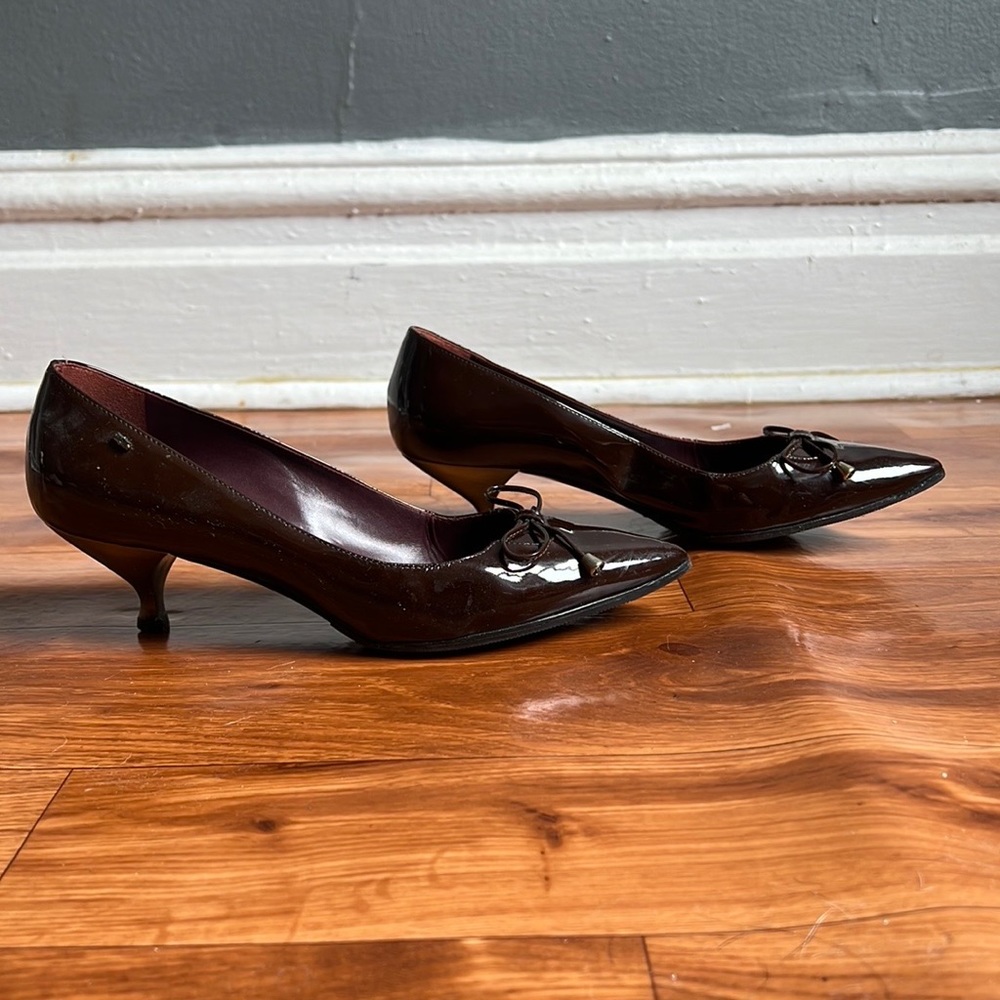 Sportmax brown patent leather kitten heel - size IT 38 (US 8)